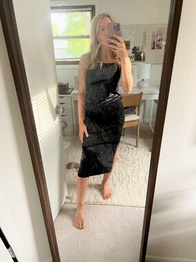H&M Classic Black Slip Midi Dress